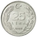 سکه 25 لیر جمهوری ترکیه