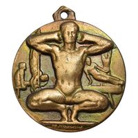 مدال آویز ورزشی ژیمناستیک دانشگاه تهران - EF - محمد رضا شاه