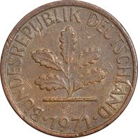 سکه 1 فینیگ 1971F جمهوری فدرال - EF45 - آلمان