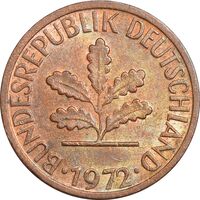 سکه 1 فینیگ 1972F جمهوری فدرال - AU55 - آلمان