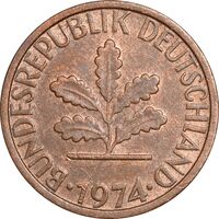 سکه 1 فینیگ 1974F جمهوری فدرال - EF45 - آلمان