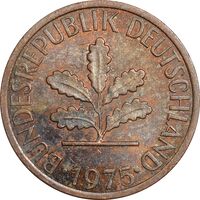 سکه 1 فینیگ 1975J جمهوری فدرال - AU50 - آلمان