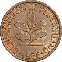سکه 1 فینیگ 1976D جمهوری فدرال - EF45 - آلمان