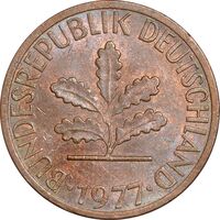 سکه 1 فینیگ 1977J جمهوری فدرال - AU50 - آلمان