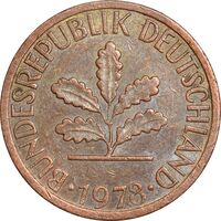 سکه 1 فینیگ 1978J جمهوری فدرال - EF45 - آلمان