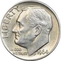 سکه 1 دایم 1964D روزولت - MS61 - آمریکا