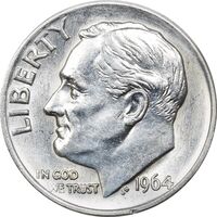 سکه 1 دایم 1964 روزولت - MS62 - آمریکا
