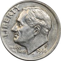 سکه 1 دایم 1996P روزولت - AU55 - آمریکا