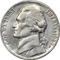 سکه 5 سنت 1989P جفرسون - EF45 - آمریکا