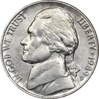 سکه 5 سنت 1989D جفرسون - AU50 - آمریکا