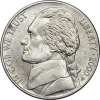 سکه 5 سنت 2000P جفرسون - AU55 - آمریکا