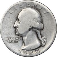 سکه کوارتر دلار 1945 واشنگتن - VF30 - آمریکا