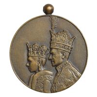 مدال برنز آویزی تاجگذاری 1346 (روز) بدون روبان - MS61 - محمد رضا شاه