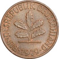 سکه 1 فینیگ 1979D جمهوری فدرال - EF45 - آلمان