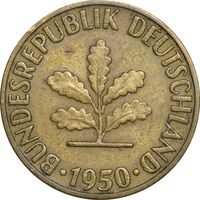 سکه 5 فینیگ 1950D جمهوری فدرال - EF45 - آلمان