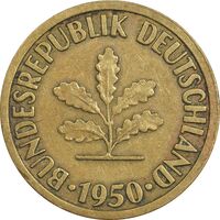 سکه 10 فینیگ 1950J جمهوری فدرال - EF40 - آلمان