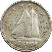 سکه 10 سنت 1947 جرج ششم - EF45 - کانادا