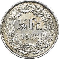 سکه 1/2 فرانک 1963 دولت فدرال - MS61 - سوئیس