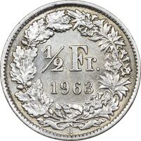 سکه 1/2 فرانک 1963 دولت فدرال - AU58 - سوئیس