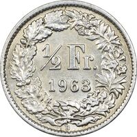 سکه 1/2 فرانک 1963 دولت فدرال - EF45 - سوئیس
