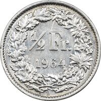 سکه 1/2 فرانک 1964 دولت فدرال - AU55 - سوئیس