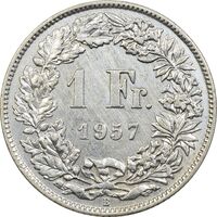 سکه 1 فرانک 1957 دولت فدرال - EF45 - سوئیس