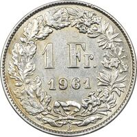 سکه 1 فرانک 1961 دولت فدرال - EF45 - سوئیس