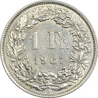 سکه 1 فرانک 1967 دولت فدرال - AU50 - سوئیس