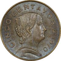 سکه 5 سنتاوو 1970 ایالات متحده - MS61 - مکزیک