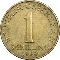 سکه 1 شیلینگ 1990 جمهوری دوم - EF45 - اتریش