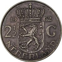 سکه 1/2-2 گلدن 1962 یولیانا - EF40 - هلند