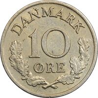سکه 10 اوره 1969 فردریک نهم - AU58 - دانمارک