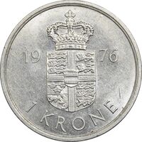 سکه 1 کرون 1976 مارگرته دوم - MS61 - دانمارک