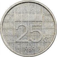 سکه 25 سنت 1989 بئاتریکس - EF45 - هلند