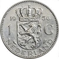 سکه 1 گلدن 1956 یولیانا - EF45 - هلند