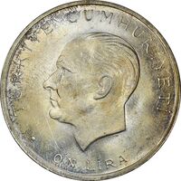سکه 10 لیر 1960 جمهوری - MS63 - ترکیه