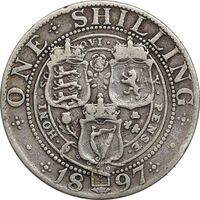 سکه 1 شیلینگ 1897 ویکتوریا - VF30 - انگلستان