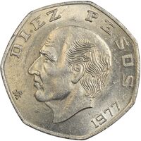 سکه 10 پزو 1977 ایالات متحده - AU58 - مکزیک