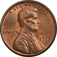 سکه 1 سنت 1977 لینکلن - MS63 - آمریکا