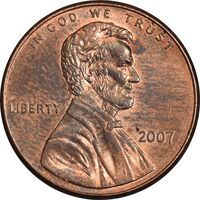سکه 1 سنت 2007 لینکلن - MS62 - آمریکا