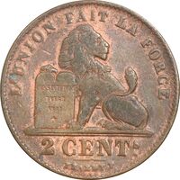 سکه 2 سانتیم 1909 لئوپولد دوم (نوشته فرانسوی) - EF40 - بلژیک