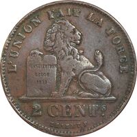 سکه 2 سانتیم 1912 آلبرت یکم (نوشته فرانسوی) - EF40 - بلژیک