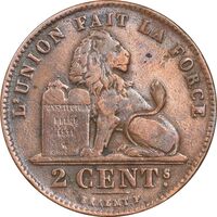 سکه 2 سانتیم 1912 آلبرت یکم (نوشته فرانسوی) - AU50 - بلژیک