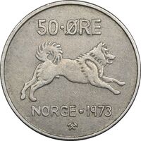 سکه 50 اوره 1973 اولاف پنجم - EF40 - نروژ