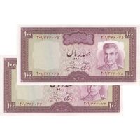 اسکناس 100 ریال (آموزگار - جهانشاهی) - جفت - UNC62 - محمد رضا شاه
