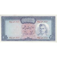 اسکناس 200 ریال (آموزگار - جهانشاهی) - تک - AU58 - محمد رضا شاه