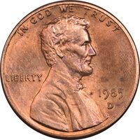 سکه 1 سنت 1985D لینکلن - MS63 - آمریکا