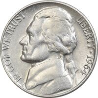 سکه 5 سنت 1964 جفرسون - EF45 - آمریکا