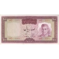 اسکناس 100 ریال (آموزگار - سمیعی) نوشته قرمز - تک - UNC62 - محمد رضا شاه