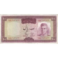 اسکناس 100 ریال (آموزگار - فرمان فرماییان) نوشته قرمز - تک - EF40 - محمد رضا شاه